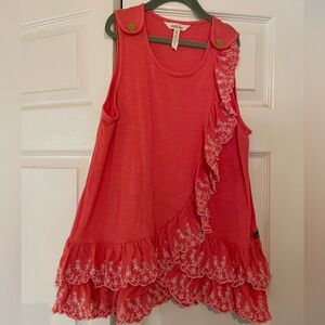 Matilda Jane Waterfall Beach eyelet & ruffle tank size 16 EUC